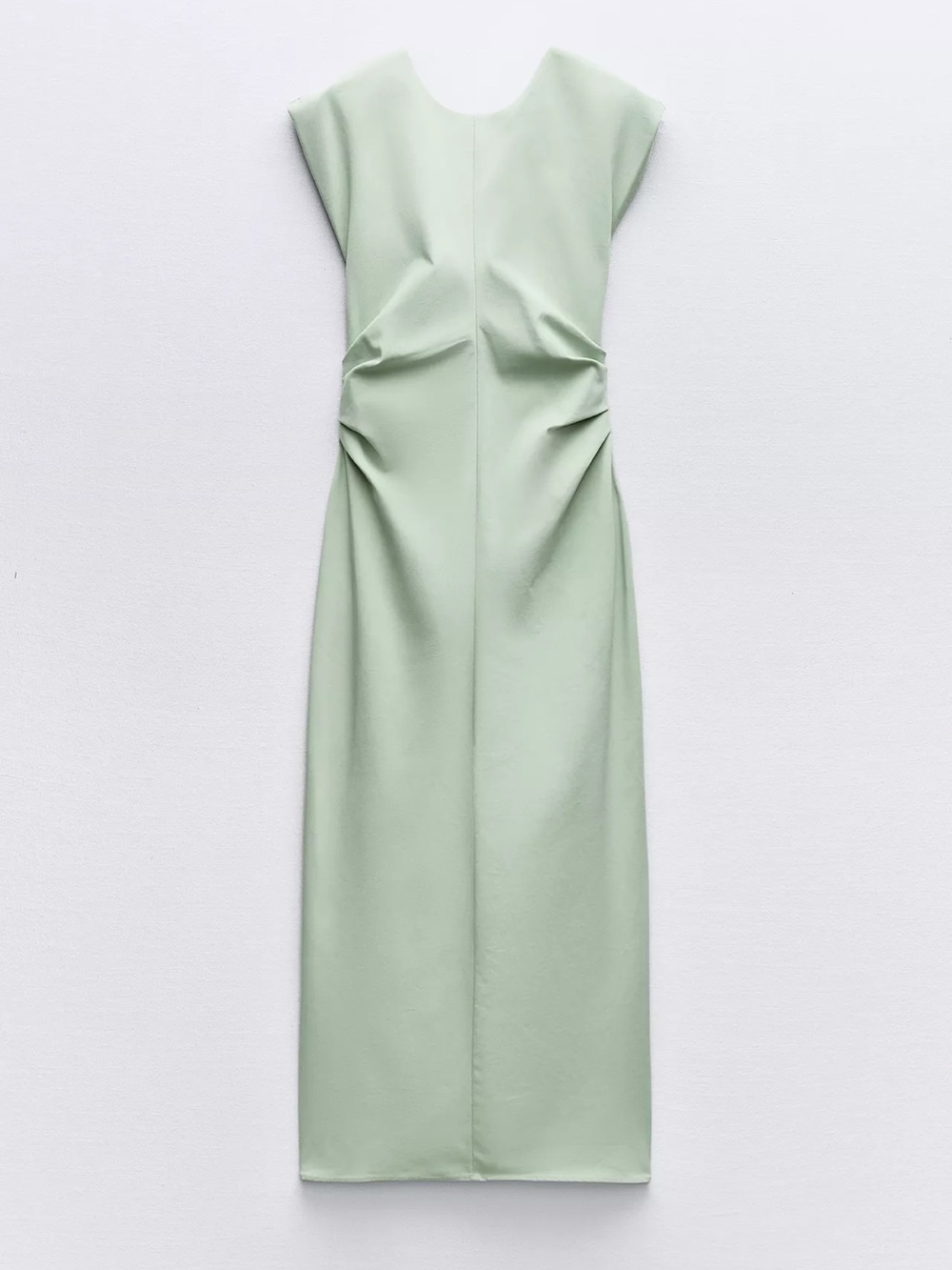 Zara - ruched waist dress - sea green - Sz S